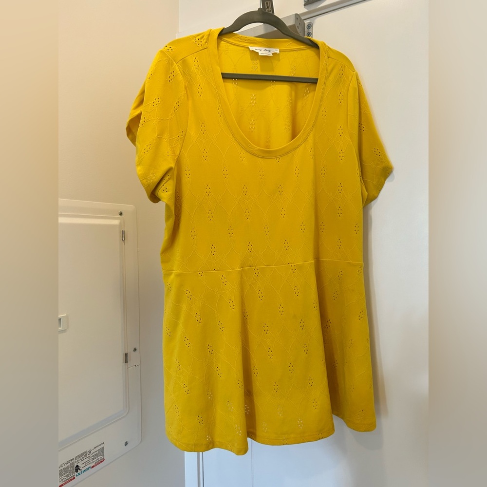 -Penningtons Yellow Eyelet Peplum Top